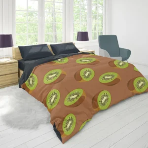 Kiwi Seed Green Background Duvet Cover 1