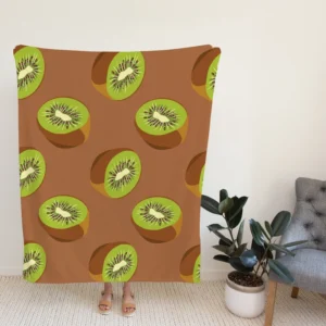 Kiwi Seed Green Background Fleece Blanket