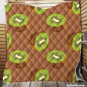 Kiwi Seed Green Background Quilt Blanket