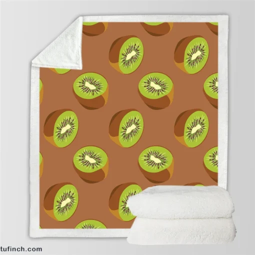 Kiwi Seed Green Background Sherpa Fleece Blanket