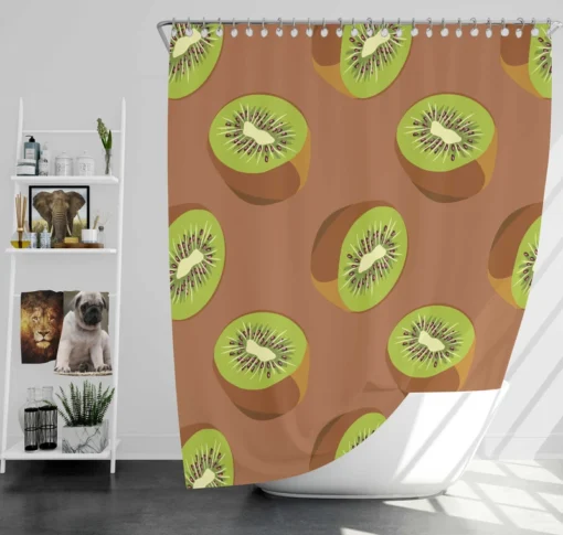 Kiwi Seed Green Background Shower Curtain