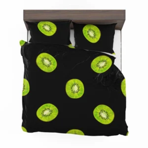 Kiwi Slice Black Background Bedding Set 2