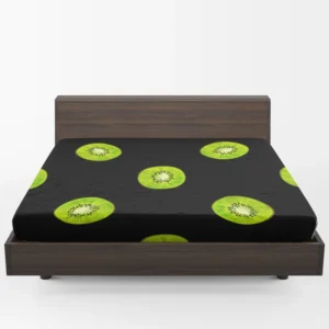 Kiwi Slice Black Background Fitted Sheet 1