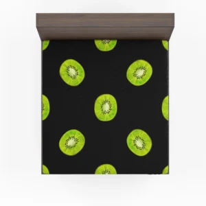 Kiwi Slice Black Background Fitted Sheet