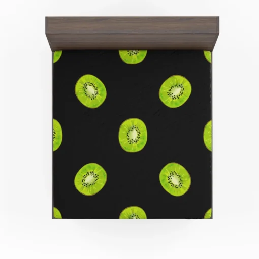 Kiwi Slice Black Background Fitted Sheet