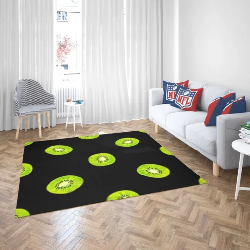 Kiwi Slice Black Background Rug 2