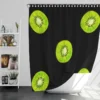 Kiwi Slice Black Background Shower Curtain