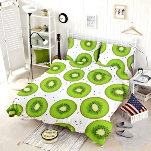 Kiwi Slice White Background Bedding Set