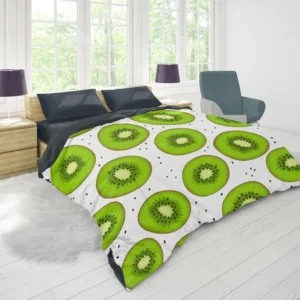 Kiwi Slice White Background Duvet Cover 1