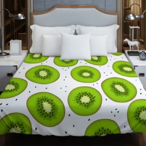 Kiwi Slice White Background Duvet Cover