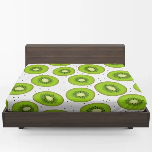 Kiwi Slice White Background Fitted Sheet 1