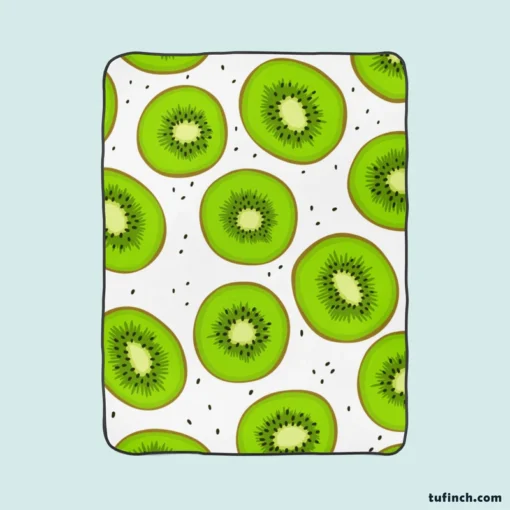 Kiwi Slice White Background Fleece Blanket 1