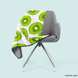 Kiwi Slice White Background Fleece Blanket 2