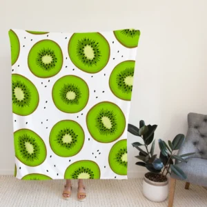 Kiwi Slice White Background Fleece Blanket