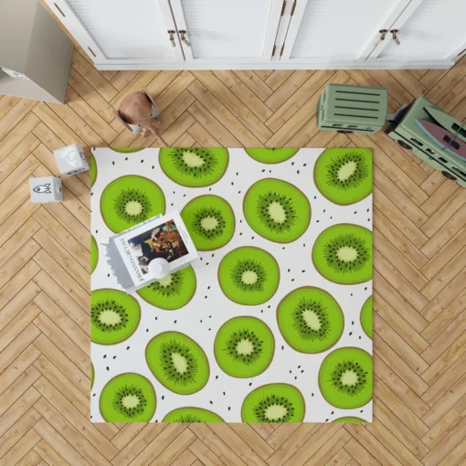 Kiwi Slice White Background Rug