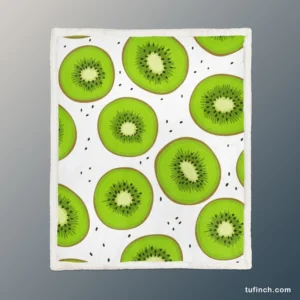 Kiwi Slice White Background Sherpa Fleece Blanket 1