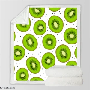 Kiwi Slice White Background Sherpa Fleece Blanket