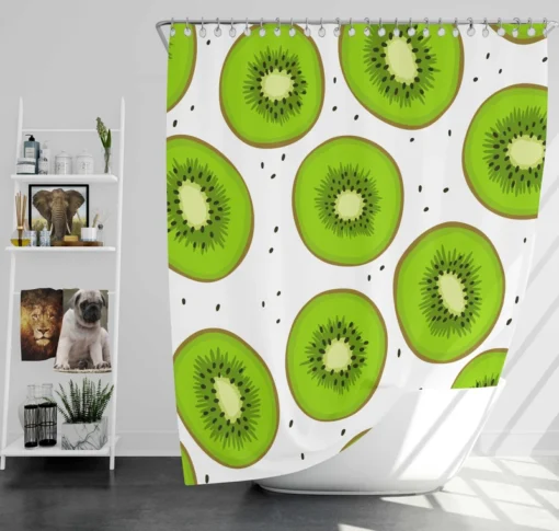 Kiwi Slice White Background Shower Curtain