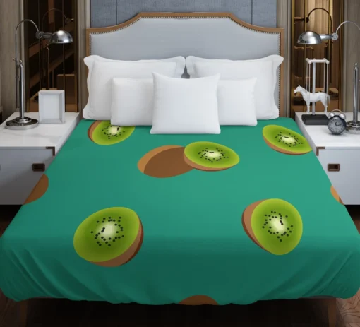 Kiwi Sliced Rip Fruit Duvet Cover