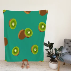 Kiwi Sliced Rip Fruit Fleece Blanket