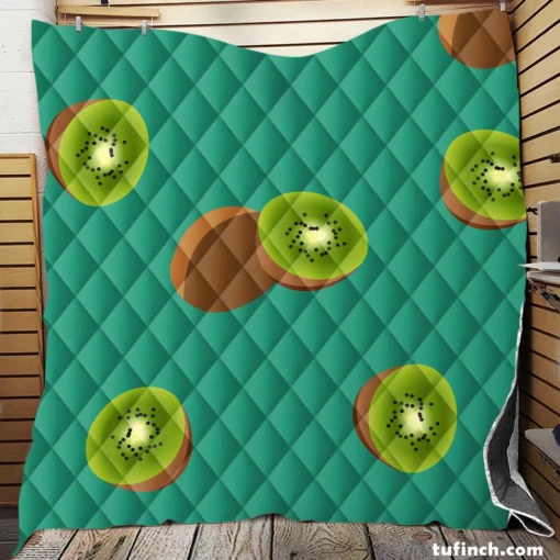 Kiwi Sliced Rip Fruit Quilt Blanket