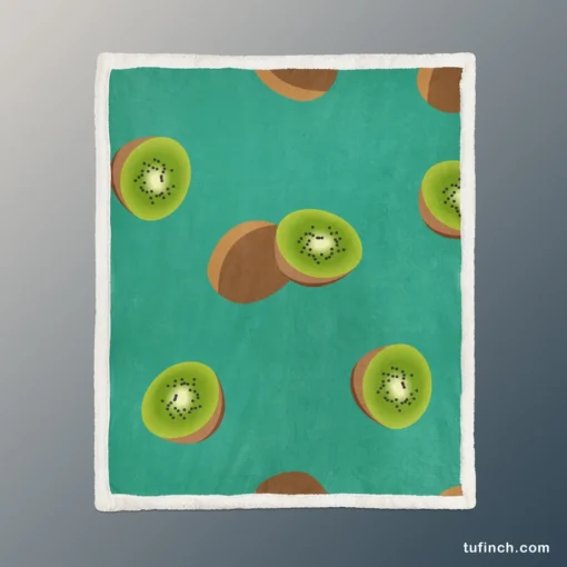 Kiwi Sliced Rip Fruit Sherpa Fleece Blanket 1