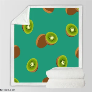 Kiwi Sliced Rip Fruit Sherpa Fleece Blanket