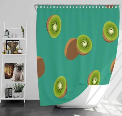 Kiwi Sliced Rip Fruit Shower Curtain