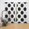 Large Black Polka Dots On White Background Curtain