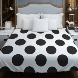 Large Black Polka Dots On White Background Duvet Cover