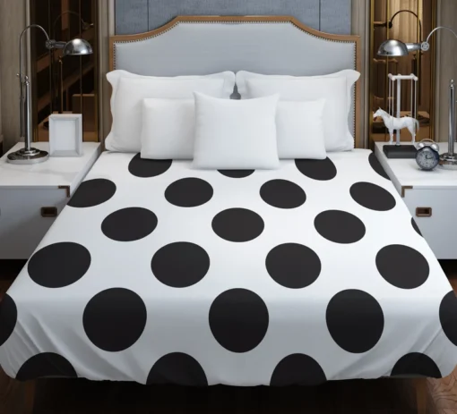 Large Black Polka Dots On White Background Duvet Cover