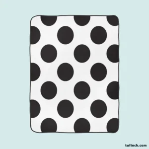 Large Black Polka Dots On White Background Fleece Blanket 1