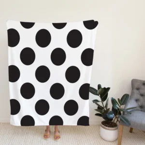 Large Black Polka Dots On White Background Fleece Blanket