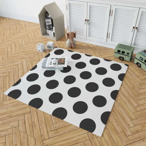 Large Black Polka Dots On White Background Rug 1