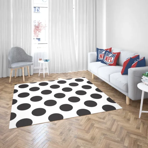 Large Black Polka Dots On White Background Rug 2