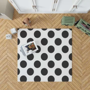 Large Black Polka Dots On White Background Rug