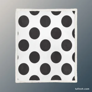 Large Black Polka Dots On White Background Sherpa Fleece Blanket 1