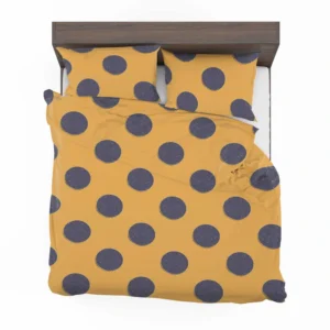 Large Navy Blue Polka Dots On Orange Bedding Set 2