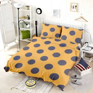 Large Navy Blue Polka Dots On Orange Bedding Set