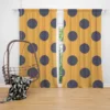 Large Navy Blue Polka Dots On Orange Curtain