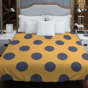 Large Navy Blue Polka Dots On Orange Duvet Cover