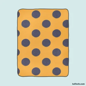 Large Navy Blue Polka Dots On Orange Fleece Blanket 1