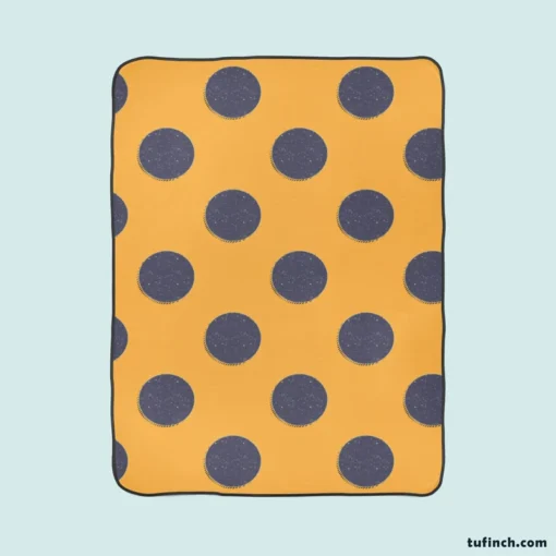 Large Navy Blue Polka Dots On Orange Fleece Blanket 1