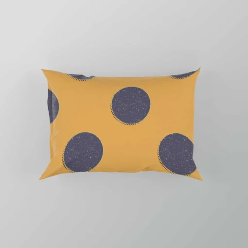 Large Navy Blue Polka Dots On Orange Pillow Case