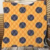 Large Navy Blue Polka Dots On Orange Quilt Blanket