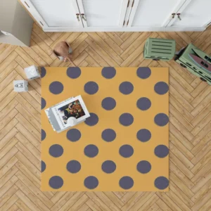 Large Navy Blue Polka Dots On Orange Rug