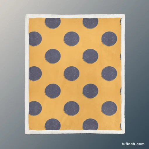 Large Navy Blue Polka Dots On Orange Sherpa Fleece Blanket 1