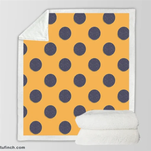 Large Navy Blue Polka Dots On Orange Sherpa Fleece Blanket