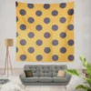 Large Navy Blue Polka Dots On Orange Wall Tapestry