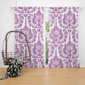 Lavender Colored Damask Pattern Curtain